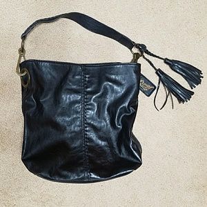 Carlos Santana black leather handbag